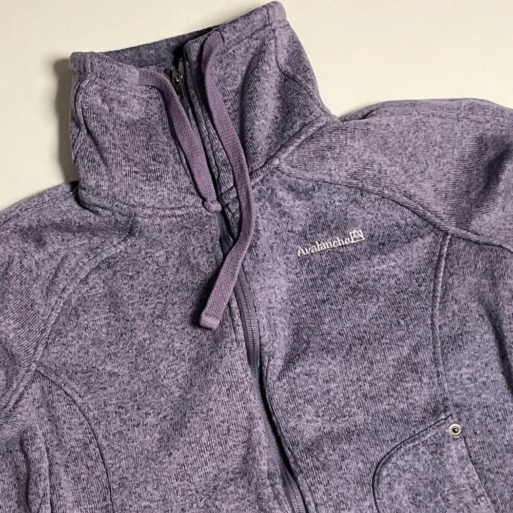Avalanche Womens Full Zip Fleece Jacket Purple Heathered‎ Thumbhole Hiking Small